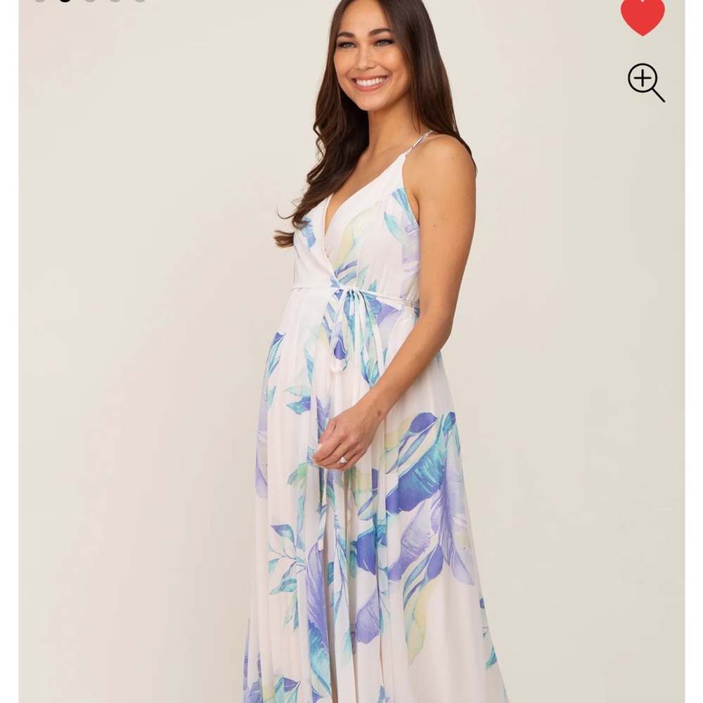 Pinkblush White and Blue Floral Maxi Dress NWT